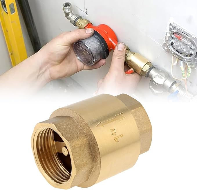 1 Inch Brass Check Valve, PNXKTXO One Way Spring Check Valves In-line Female Thread Horizontal Backflow Preventer for Well/Pump/Tank