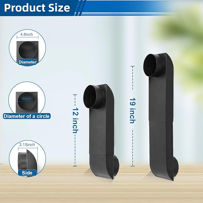 OEM Upgrade 12-19in Adjustable Dryer Vent Periscope - Telescoping Vent Duct for Tight Spaces, Space Saver Dryer Vent Adapter, low profile dryer vent duct,Fits Whirlpool & All 4in Dryer Outlets