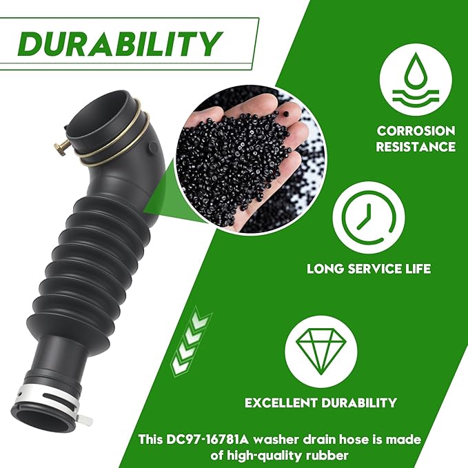 DC97-16781A Washer Drain Hose Fit for Samsung Washing Machine WA5471ABW/XAA, WA5451ANW/XAA, WA5471ABP/XAA and More, Replaces Part Number AP5325310, 2683180, and PS4221884