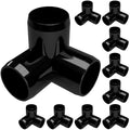 FORMUFIT 1/2” 3-Way Elbow Furniture Grade PVC Fitting in Black, Made in USA, UV-Resistant, Impact-Proof, 0.840” Actual Socket Diameter (Pack of 10)