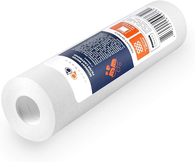 Aquaboon 1 Micron Whole House Sediment Filter 10 x 2.5 for RO & Well Water Filters Replacement Cartridges Compatible with AP110, WHKF-GD05, 50 Pack