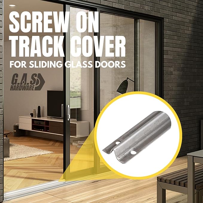 Screw on Track Cover for Sliding Patio Glass Doors | Fix Sliding Glass Door Repair Door Track Cover Replacement Hardware Repair Stainless Steel - Screws NOT Included (8 Feet)