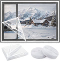 Heavy Duty Window Insulation Kit for Winter - 75 in x 79 in Clear Plastic 180㎛ Thick Shrink Film on Windows and Patio Doors, Reusable Storm Window Kit for Sliding Doors & Large Windows