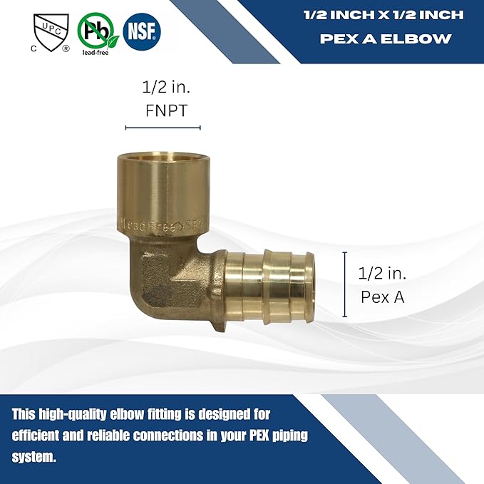 10 Pcs XFITTING Pex A 1/2 Inch x 1/2 Inch Female Elbow Sweat, 31-1-3=10XX
