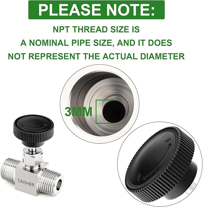 TAISHER 1PCS 304 Stainless Steel Straight Needle Valve 3/4" NPT Male For Flow Control Water Gas Oil