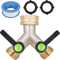 Hose Splitter,Garden Hose Splitter 2 Way,Y Adapter for Water Hose, Faucet Splitter, 2 Way Heavy Duty Brass Splitter，Outdoor Faucet Splitter,with Long Handle.