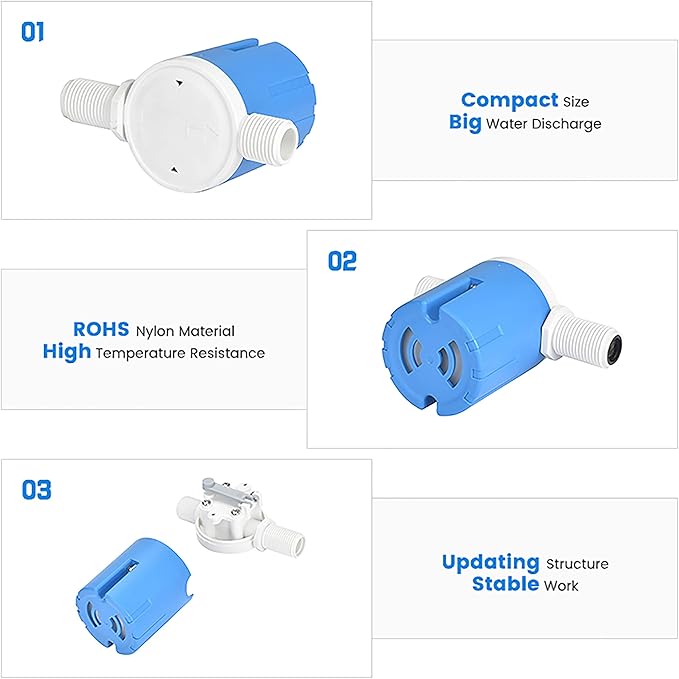 1/2" Automatic Water Level Control Valve - Inside Type, Float Valve for Water Tank, Solar Energy, Auto Pot, Aquarium