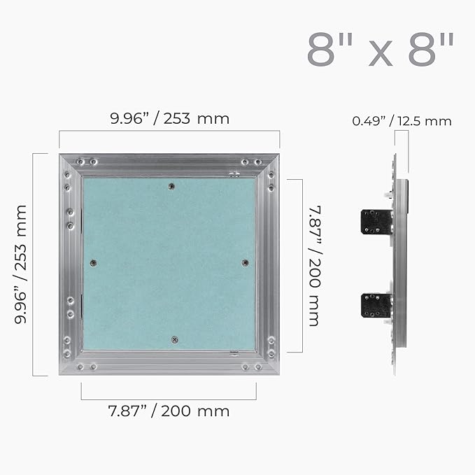 8" x 8" Inch Wall Access Panel - Waterproof Drywall Panel & Aluminum Frame Crawl Space Hatch Door - Plumbing Access Panel for Wall & Ceiling, HVAC - Drywall Access, Cover