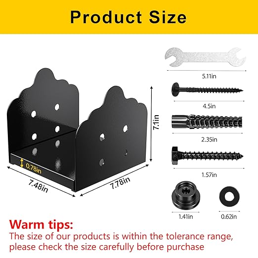 8x8 Post Base, 2Pcs Stainless Steel Adjustable Post Anchor Bracket (Internal 7.8 x 7.5), Adjustable Post Base for Pavilion Deck Porch Handrail Railing Support Decorative Anchor Plate