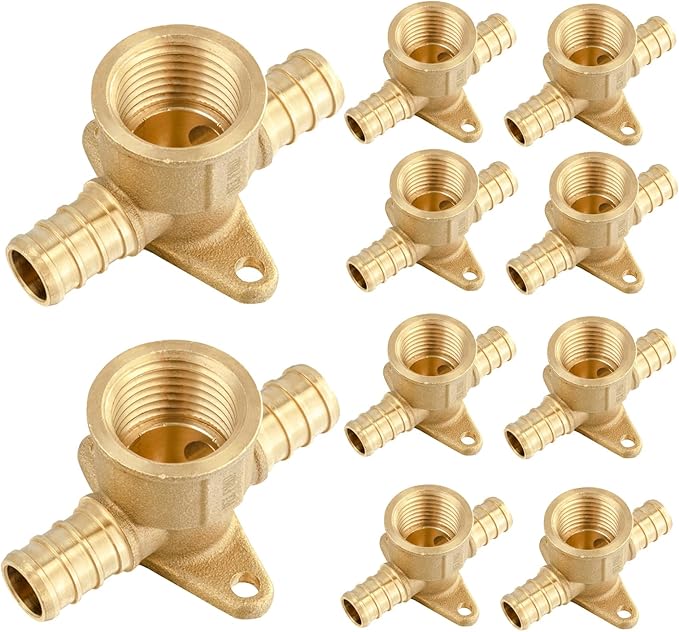 PEX Fittings, 1/2 Inch Female NPT Pex Drop Ear Tee, Brass Fittings for Pex Pipe Connect