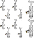 10-PCs HeSun Loose Key Angle Stop Valve, 1/2" Nominal (5/8"OD) Compression x 3/8" OD Compression, 1/4 Turn Shut Off Valve, PEX Chrome Plated Brass