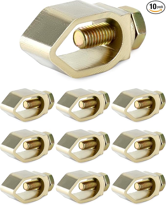 QWORK Direct Burial Ground Rod Clamp, 10 Pack 5/8" Diameter Copper Mechanical Connectors