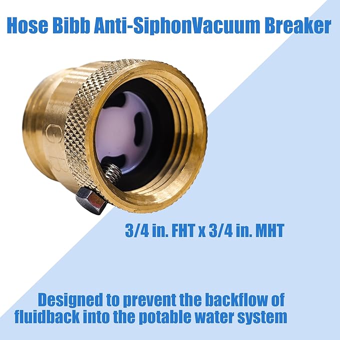 Hourleey 2 Pack Faucet Vacuum Breaker, 3/4 Inch Solid Brass Anti-Siphon Hose Bib Backflow Preventer for Garden Spigot RV
