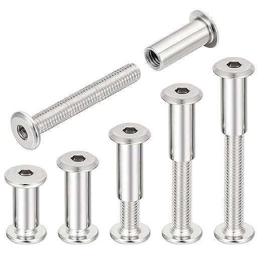 100 Sets Silver Metal Hexagon Socket Drive Bolt - M6x40mm Screw Bits for Wood Socket Cover Bolt Barrel Nut Kit, Fixing Post Screw Connecting, Screws Decorative Cap