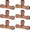 Copper Press Fittings 1/2" Copper Press Tee Fitting, Zero Lead 1/2" x 1/2" x 1/2" Coppers Presses Fit Equal Tee for Coppers Tube Connection,OD 5/8”,Use with Hydraulic Press Fitting Tool,6PCS