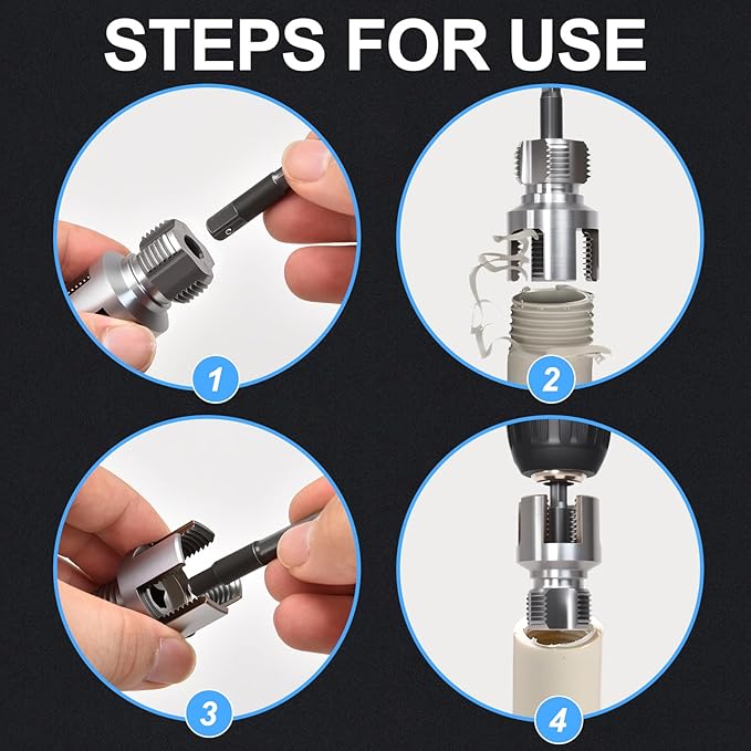 3PCS PVC Pipe Threader Kit - Dual-Function Internal & External Pipe Threading Tool for 1/2"& 3/4" & 1" PVC/Plastic Pipes