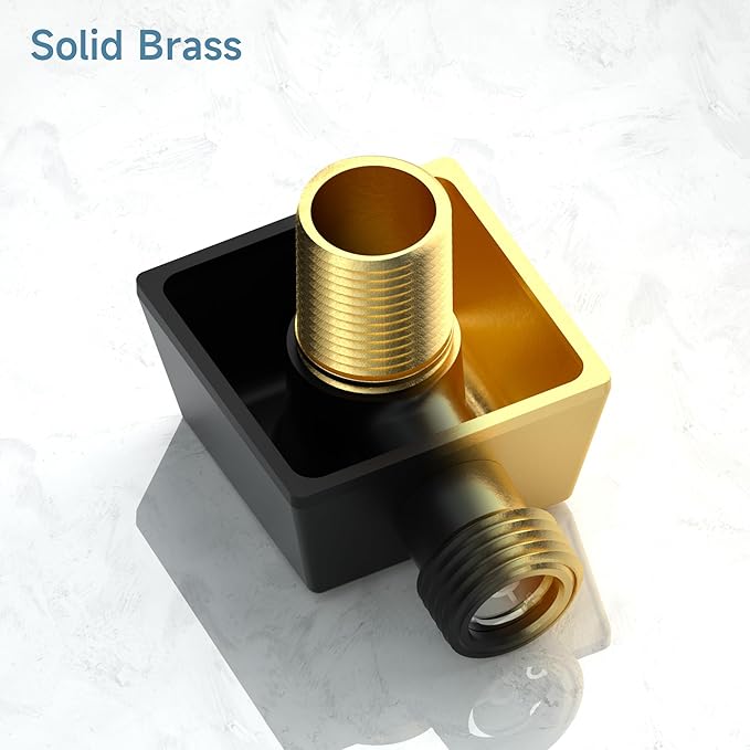 100% Brass Wall Mounted Supply Elbow, Wall Elbow for Hand Shower, Solid Brass Wall Supply Elbow, Check Valve Included (Matte Black)