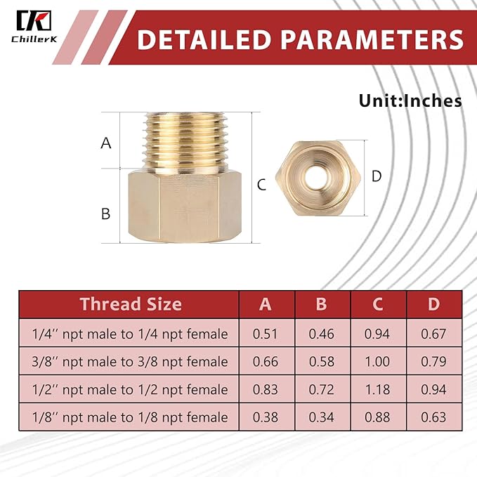 Hex Couplings, 1/4" x 1/4" NPT Male To Female Brass Hex Nipple Adapters, Brass Pipe Extension Fittings for Oil/Air/Water/Gas Systems. (2 Pack)