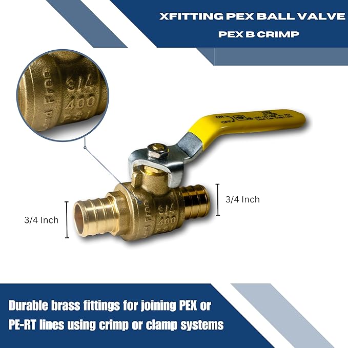 XFITTING 4 Pieces 3/4" Pex Ball Valve, 23-2-1=4X
