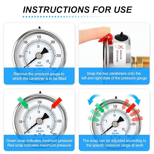 MEANLIN MEASURE 0~300Psi Dry Pressure Gauge Stainless Steel 1/4" NPT 2" FACE DIAL Waterproof for Air Compressor Air Regulator Water Filter Center Back Mount (with 2PCS Snaps)