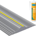 ToLanbbt 12Ft/3.7M Universal Garage Door Rubber Threshold Strip with 300ml Black Adhesive/Sealant, Weatherproof Seal Strip DIY Weather Stripping Replacement (Grey+Yellow)