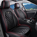 Car Seat Covers for Jaguar E-PACE 2018-2024,Breathable Nappa Leather Car Seat Protector,Front Seat Covers Automotive Seat Cushion with Airbag Compatible(Front Seats,Black-Red)