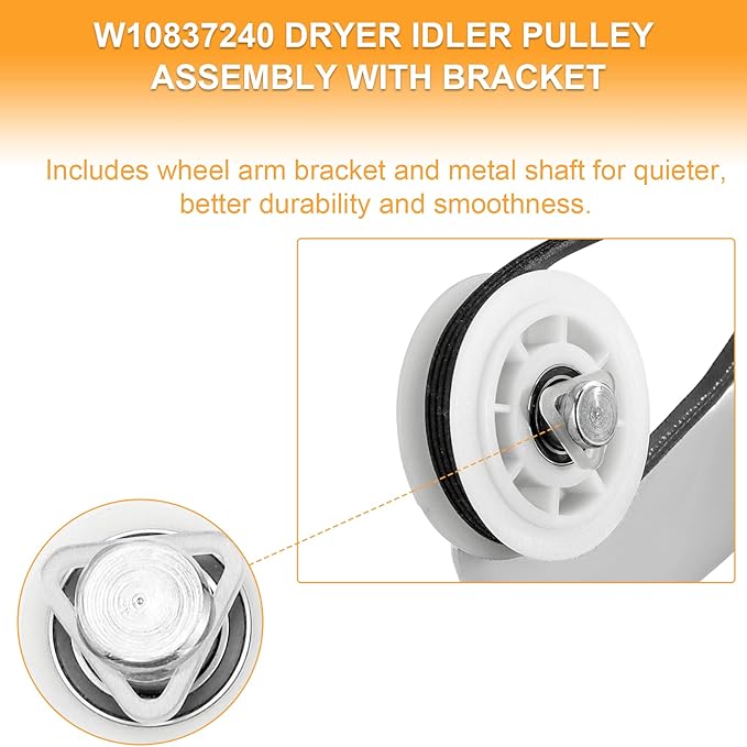 [Newest] 4392067 Dryer Repair Kit and W10837240 Dryer Idler Pulley for Maytag Bravos Whirlpool Duet Kenmore Elite Dryers,with WPW10314173 Drum Roller&661570V Belt&279640 Idler Pulley by TOMOON