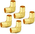 GASHER 5Pcs No Lead Brass 3/4" Pex Elbow Fittings, 3/4 Inch Pex Fittings for Pex Tubing