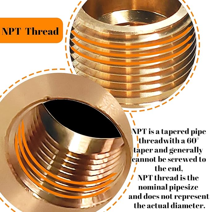 2 Pcs Brass Bushing 1/4" Male to 1/8" Female, 1/4 Brass Fitting to 1/8 NPT Adapter Hex Reducing Pipe Adapter Fitting Pipe Hose Tube Adapter Convert
