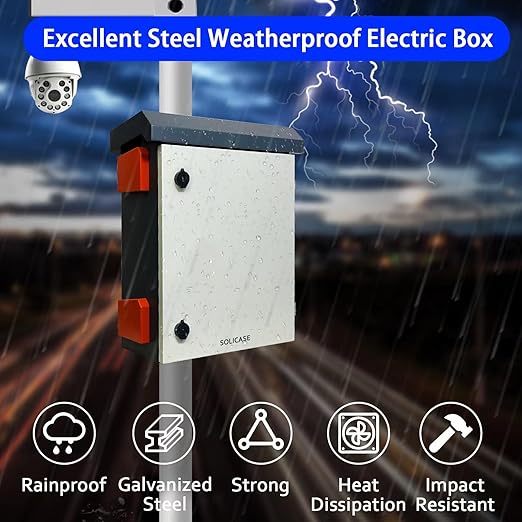 Outdoor Electrical Box NEMA Enclosure Weatherproof Junction Box with Fan Vent Metal Electrical Cabinet with Shelves(24x20x12”)