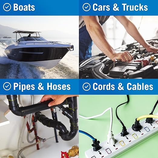 Better Boat Black Heavy Duty Silicone Tape, Self-Fusing Rubber Hose and Plumbing Water Pipe Repair Seal, Coax Electrical or Waterproof Tape for Leaks, 15ft