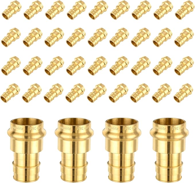40-Pack HeSun Copper Press Fitting Adapter, 3/4" PRESS X 1" PEX-A Expansion F1960 Coupling, LF Brass