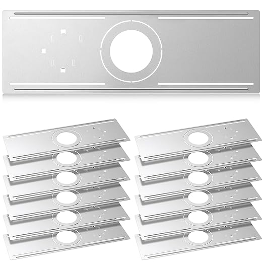 Blulu 12 Pcs New Construction Mounting Plate 4/6 Inch LED Recessed Lighting Kits for LED Bar Light Mounting with Notches Housing Flat Steel Rough in Bracket Fixture
