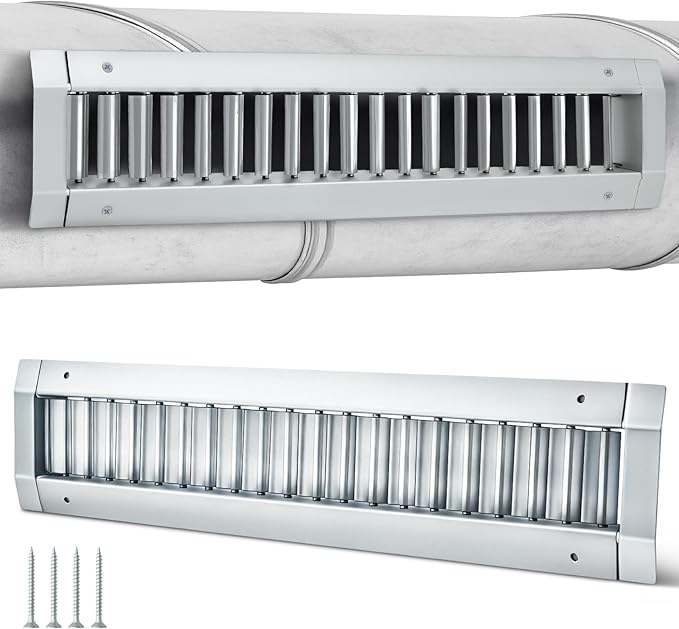 17" x 3" Inch Louvered Air Return Vent Cover for Round Ducts from 6.30" to 15.74" Inches Galvanized Steel with Adjustable Louver Blades, HVAC Pipes Air Supply Exhaust Register Grille