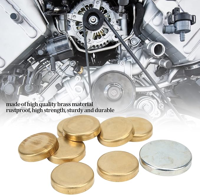 Freeze Plug Kit Brass Freeze Frost Plug Parts MPE-100BR Compatible with Chevy Small Block 283ci 305ci 327ci 350ci 1957-1997