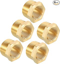 Pack of 6, 1" Male NPT to 3/4" FeMale NPT Solid Brass Hex Bushing, Hose Fittings Adapter Threaded Reducer Heavy Duty for Pipe Leak Repair, Bathroom Remodel, Compression