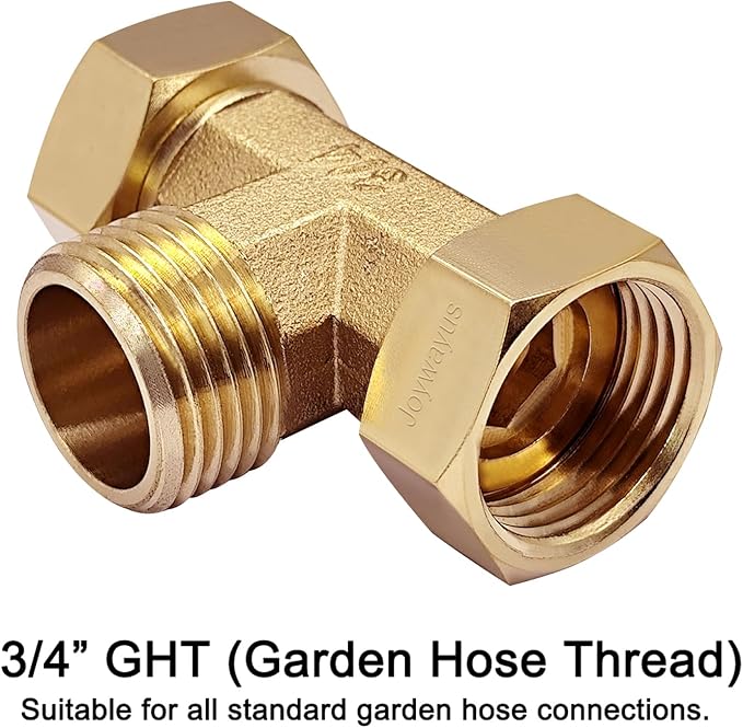 Joywayus 3/4" GHT Female × Male × Female Brass Tee Swivel Pipe Fitting T 3-Way Adapter