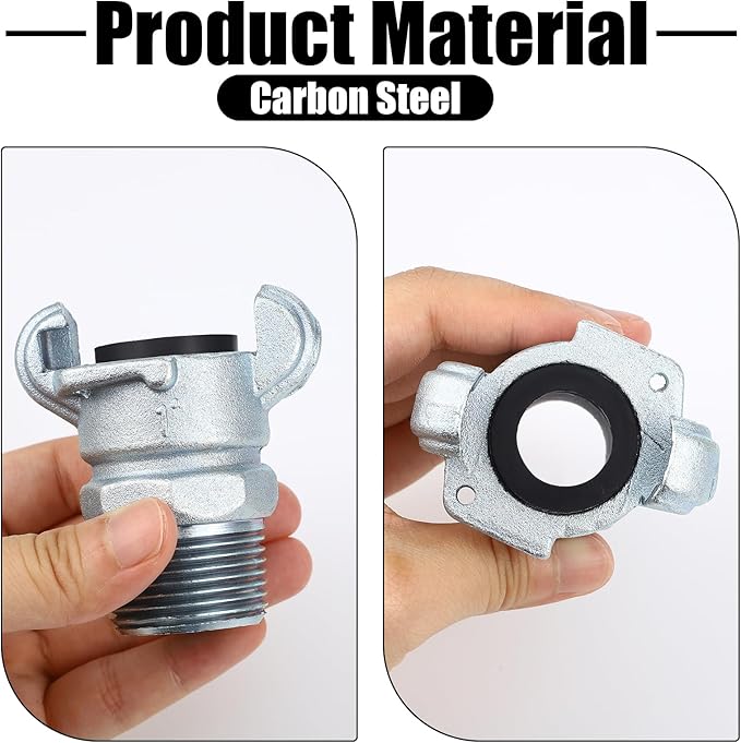 Therwen 4 Sets 1 inch Chicago Air Fittings NPT Iron Air Hose Fitting 2 Lug Universal Coupling for Female and Male End(Male End)