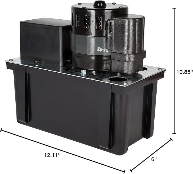 Little Giant VCL-45ULS 115 Volt, 1/5 HP, 450 GPH, Automatic Condensate Removal Pump with 1-Gallon Tank and Safety Switch, 6-Ft. Cord, Black, 553240