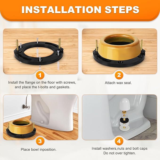 Toilet Flange with Extra Thick Wax Ring Kit - Toilet Wax Ring Replacement Kit for Toilets Install or Toilet Leak Repair Fits 3 inch or 4 inch Waste Lines