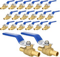 HeSun 20-PCs PEX Ball Valves, 3/4-Inch Brass Crimp Pex Valve for Hot and Cold Water, 1/4 Turn Full Port Shut-off Valve, ASTM F1807, Blue