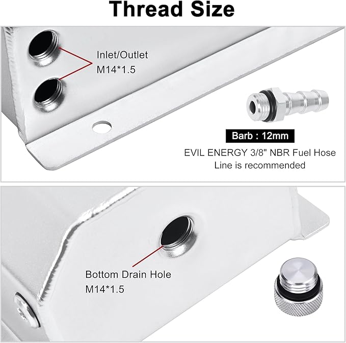 EVIL ENERGY Radiator Coolant Overflow Tank, Coolant Recovery Tank Aluminum 2L Silver
