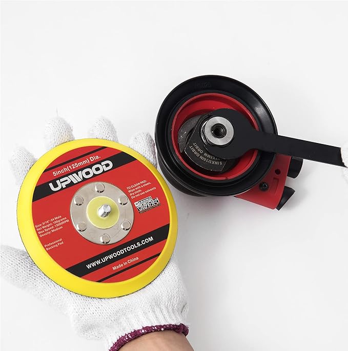 2 pcs 5" Vinyl Face PSA Backing Pad for Air Sander Polisher, 5/16" Arbor with 24 Thread 1,3000RPM DA Sanding Pad