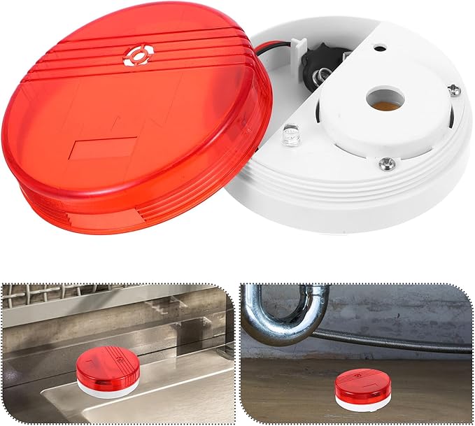 POPETPOP Water Leak Detection System Smart Sensor with Dual Audible Visual Alarm Instant Flood Warning for Basement Bathroom Kitchen Laundry Home Protection