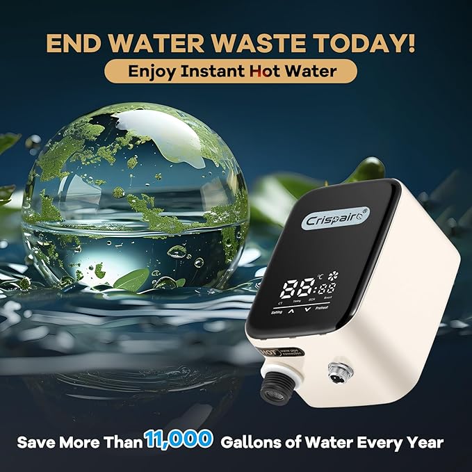 Digital Smart Instant Hot Water Recirculating Pump Kit - Touch Screen Control, Under Sink Installation, 20" PEX Supply Line for Potable Water, Complete All-in-One Plumbing Solution