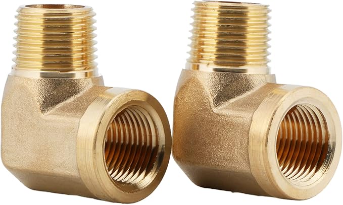 U.S. Solid 2pcs 90 Degree Barstock Street Elbow Brass Pipe Fitting 1/4" NPT Male Pipe to 1/4" NPT Female