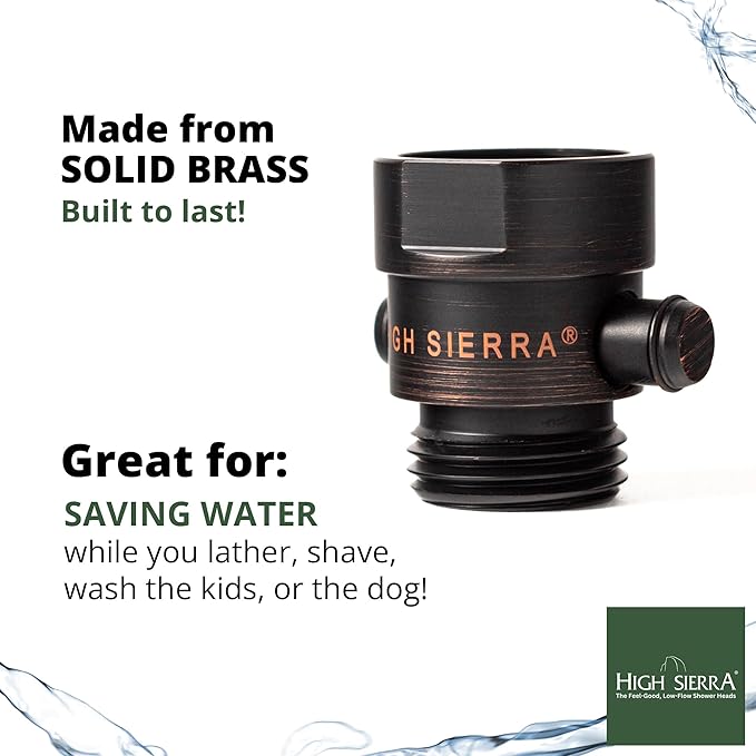 High Sierra® - Shower Head Pause & Pressure Control Valve - Solid Metal – Push-Button Valve Easily Controls the Flow of Water or Shuts It Off to Just a Trickle - Polished Brass Finish