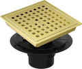6 Inch Square Shower Floor Drain, Shower Drain Kit with Flange, Square Shower Drain, SUS 304 Stainless Steel Floor Drain,Golden