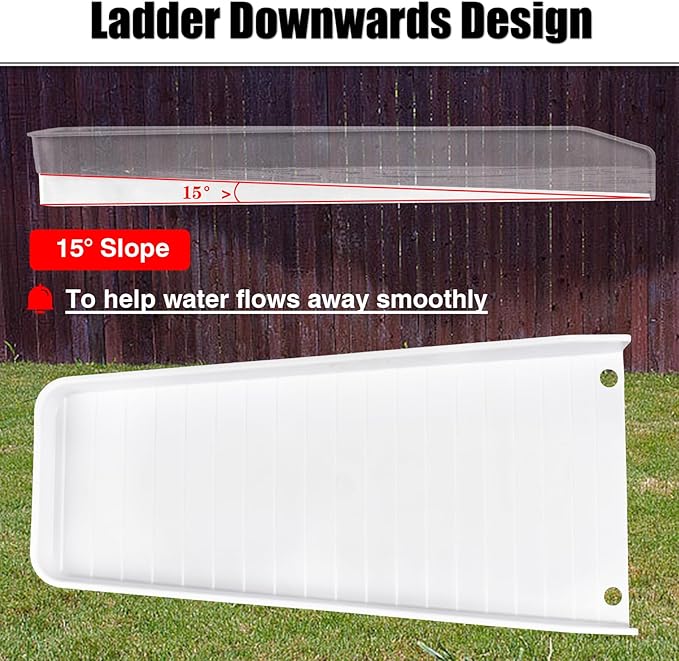 4-Pack Rain Gutter Downspout Splash Block - 16" Fixable Gutter Downspout Extension for Rainwater Drainage, Ladder Downwards Design with 8 Fixed PP Nails (White)