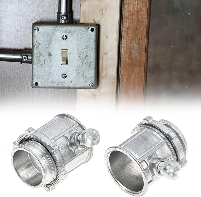 QWORK EMT Set Screw Connectors, 1/2" Zinc Die Cast, 25 Pcs Electrical Conduit Fitting, High Voltage & Easy Installation for EMT Conduit